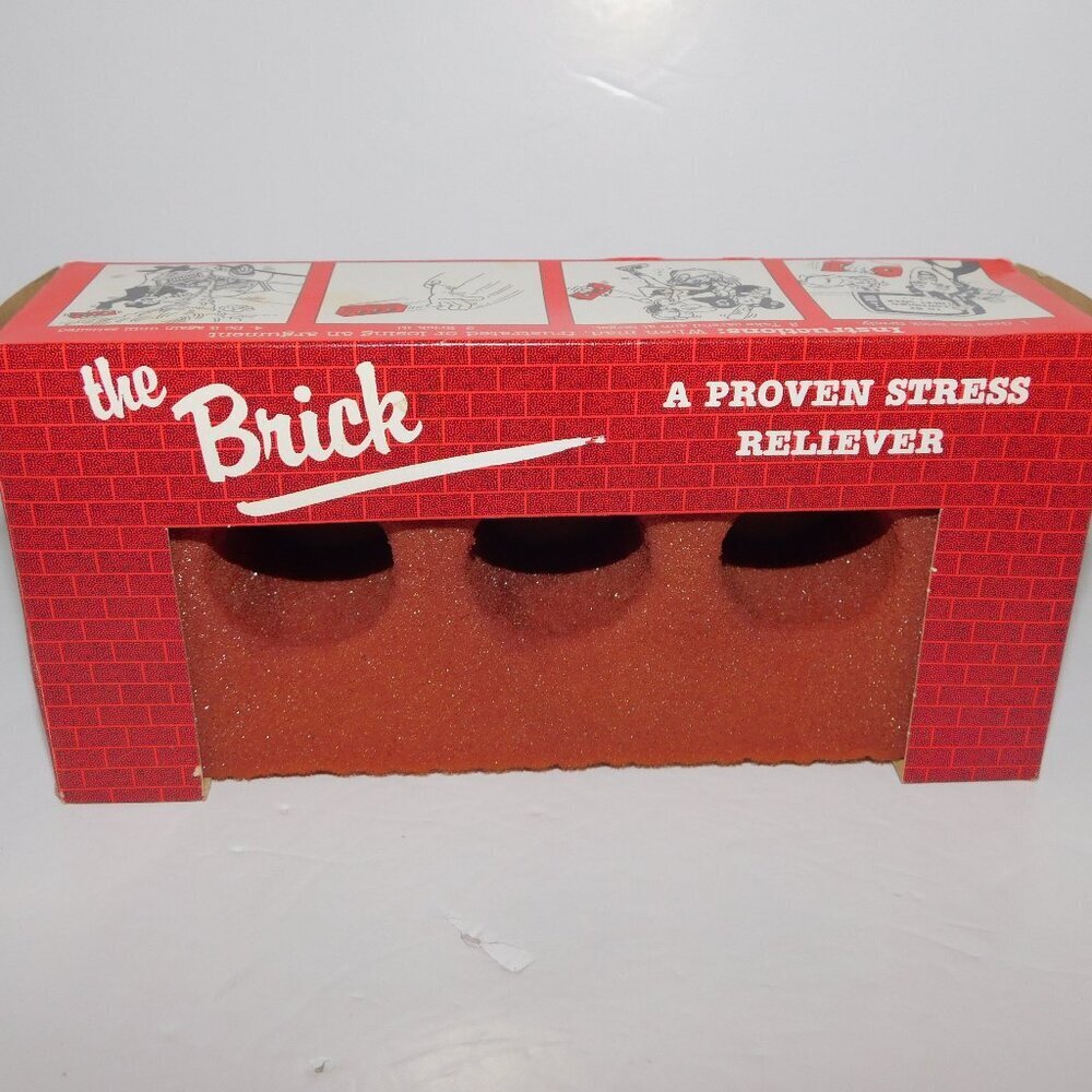 VTG 1984 THE BRICK Red Foam Novelty Stress Reliever Squeeze Throw Faux Brick NEW